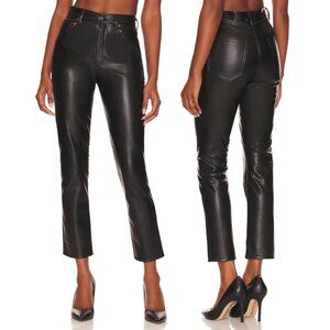 AGOLDE Recycled Leather Riley Long in Black Detox size 30 Revolve